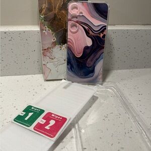 Fashionable Marble Swirl Samsung Galaxy S23FE Phone Case. With Screen protector